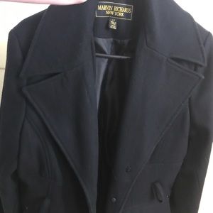 Large solid black pea coat